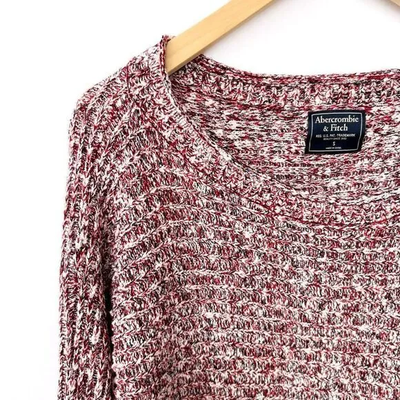 Abercrombie & Fitch Red Black White Marled Long Sleeve Knitted Sweater Small - Picture 2 of 8